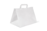 Papiertragetaschen weiss, 32+17x27cm 250 Stück mit Flachhenkel