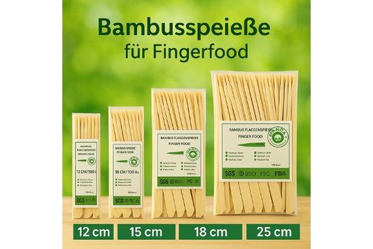 Fingerfood-Spieße 12 cm aus Bambus