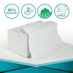 Handtuchpapier weiß Cellulose 2 lagig- V Falz 3000 Stück